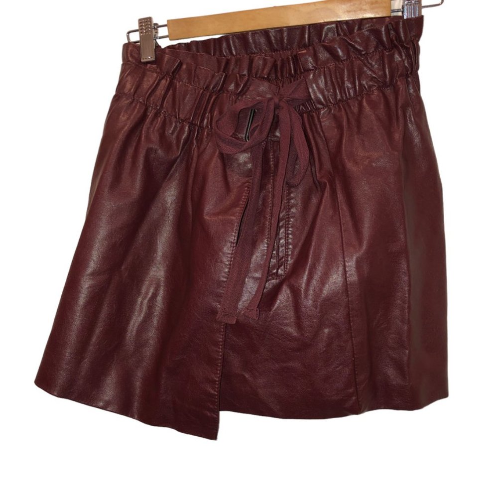 jolt wine eggplant vegan leather wrap paper bag skirt S 27" FALL